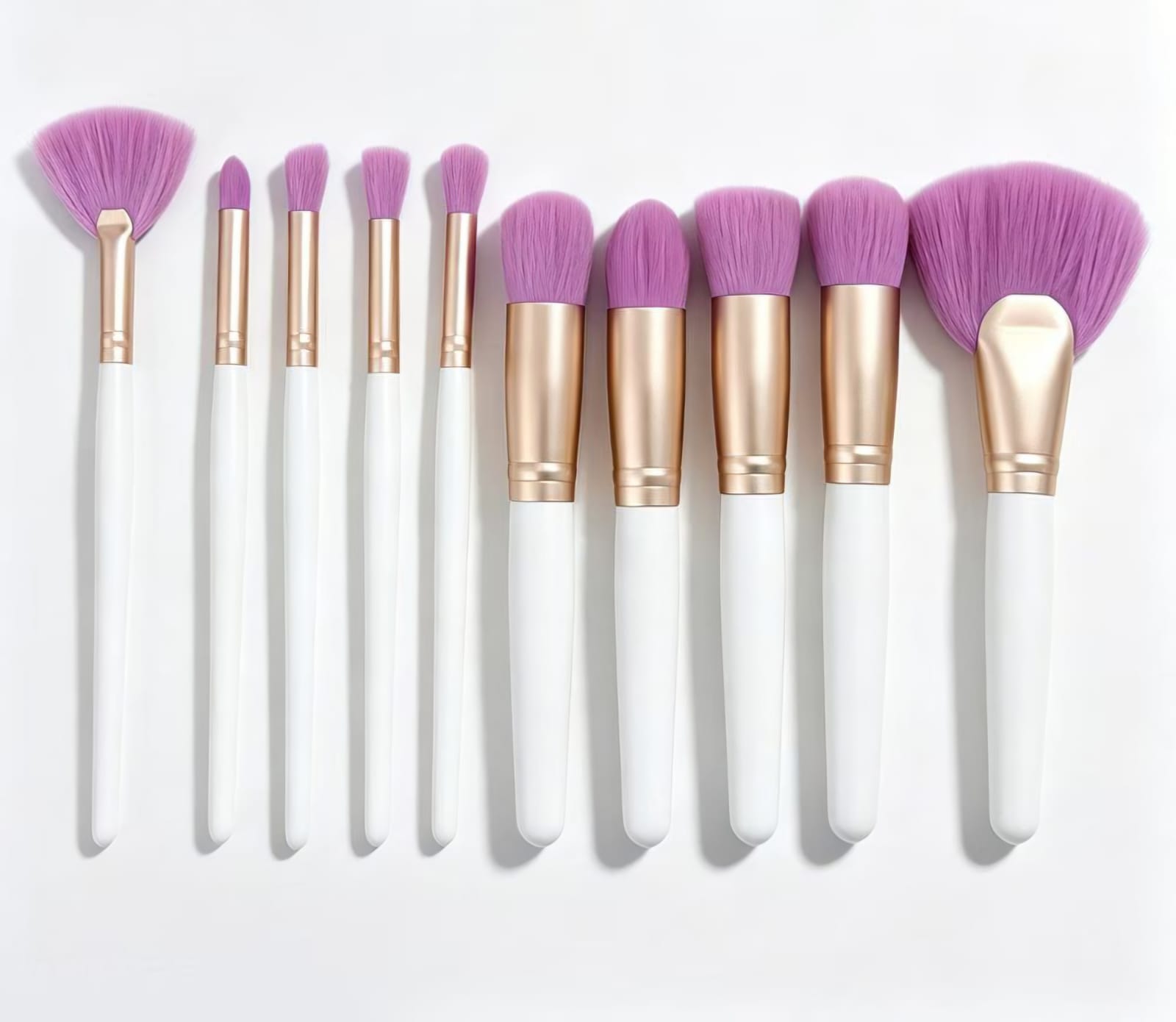 Purple and White Makeup Brush Set